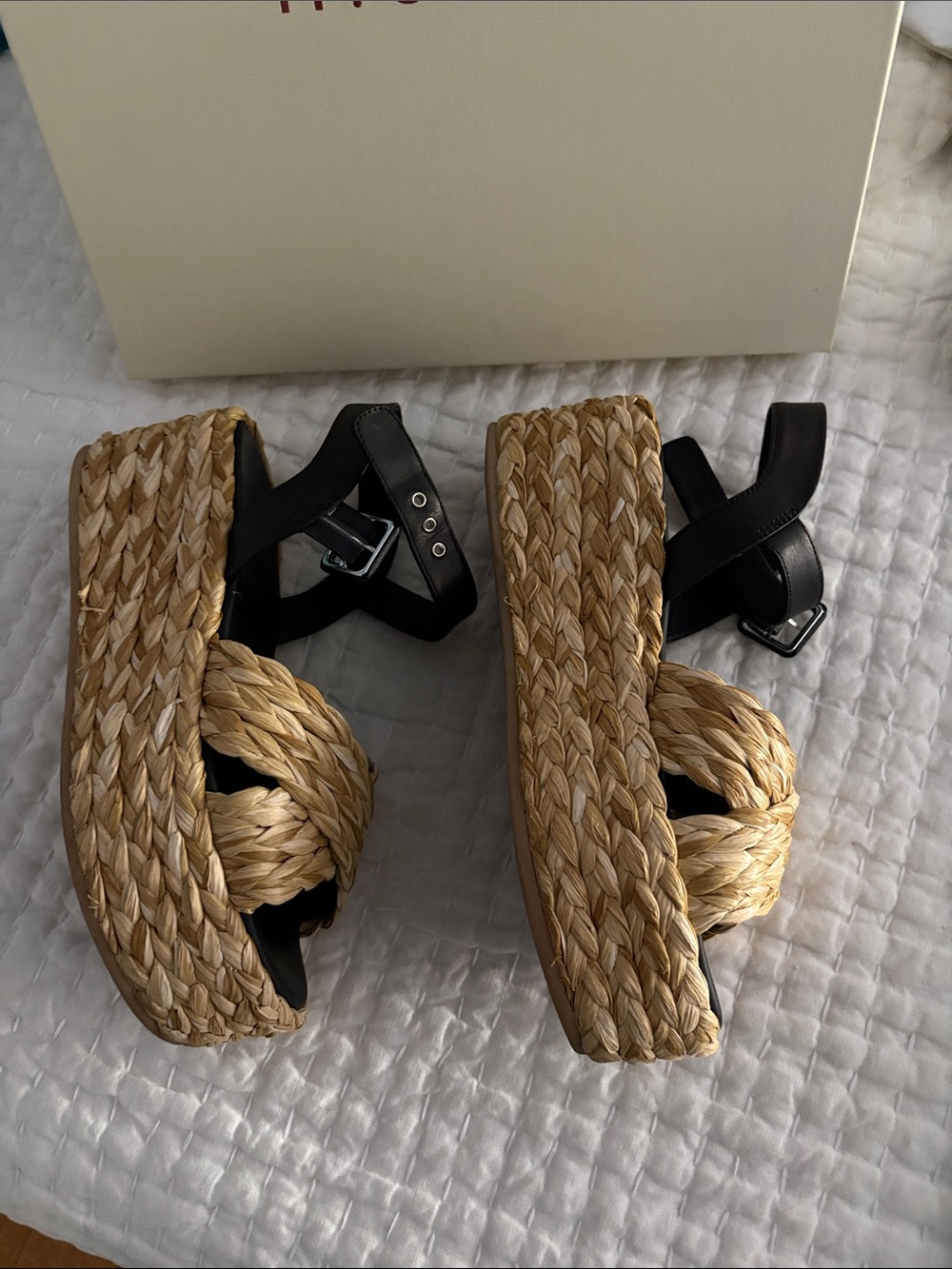 M. Gemi The Tessa Raffia Shoe. Natural raffia with black top and trim. - Picture 6 of 11